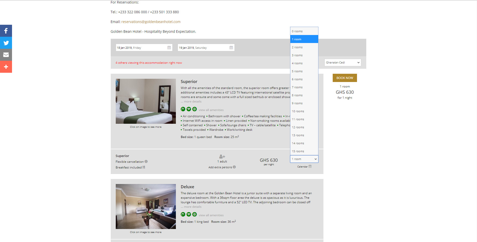 Golden Bean Hotel | Contact | Hotels | Web design | Websites | booking engine | digital marketing | Ghana | Togo | Benin