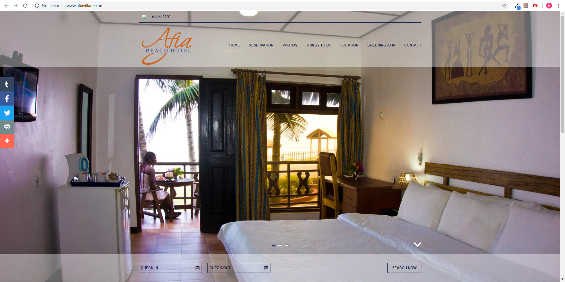 Afia Beach Hotel home page | Hotels | Web design | Websites | booking engine | digital marketing | Ghana | Togo | Benin