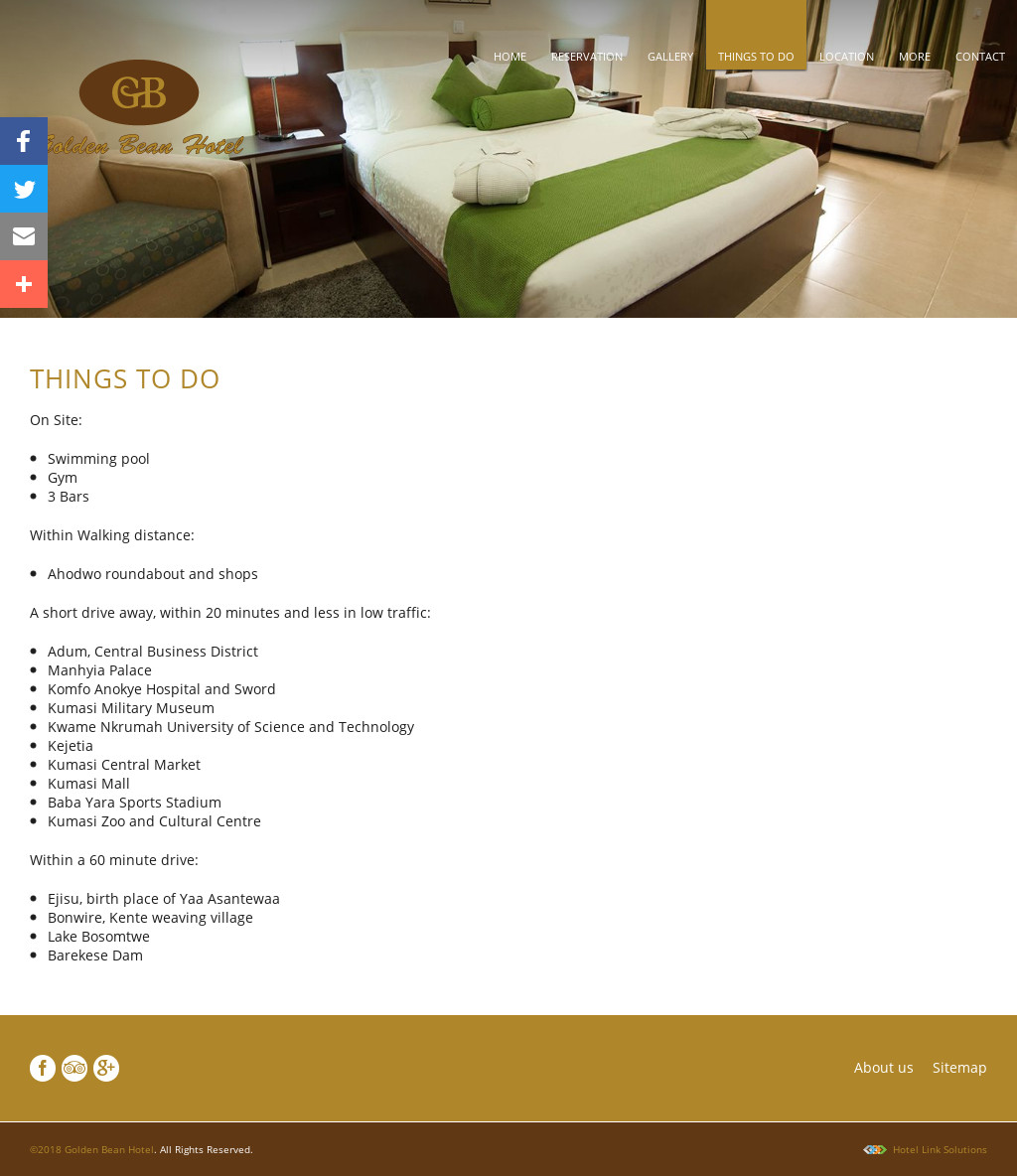 Golden Bean Hotel | Things to do page | Hotels | Web design | Websites | booking engine | digital marketing | Ghana | Togo | Benin