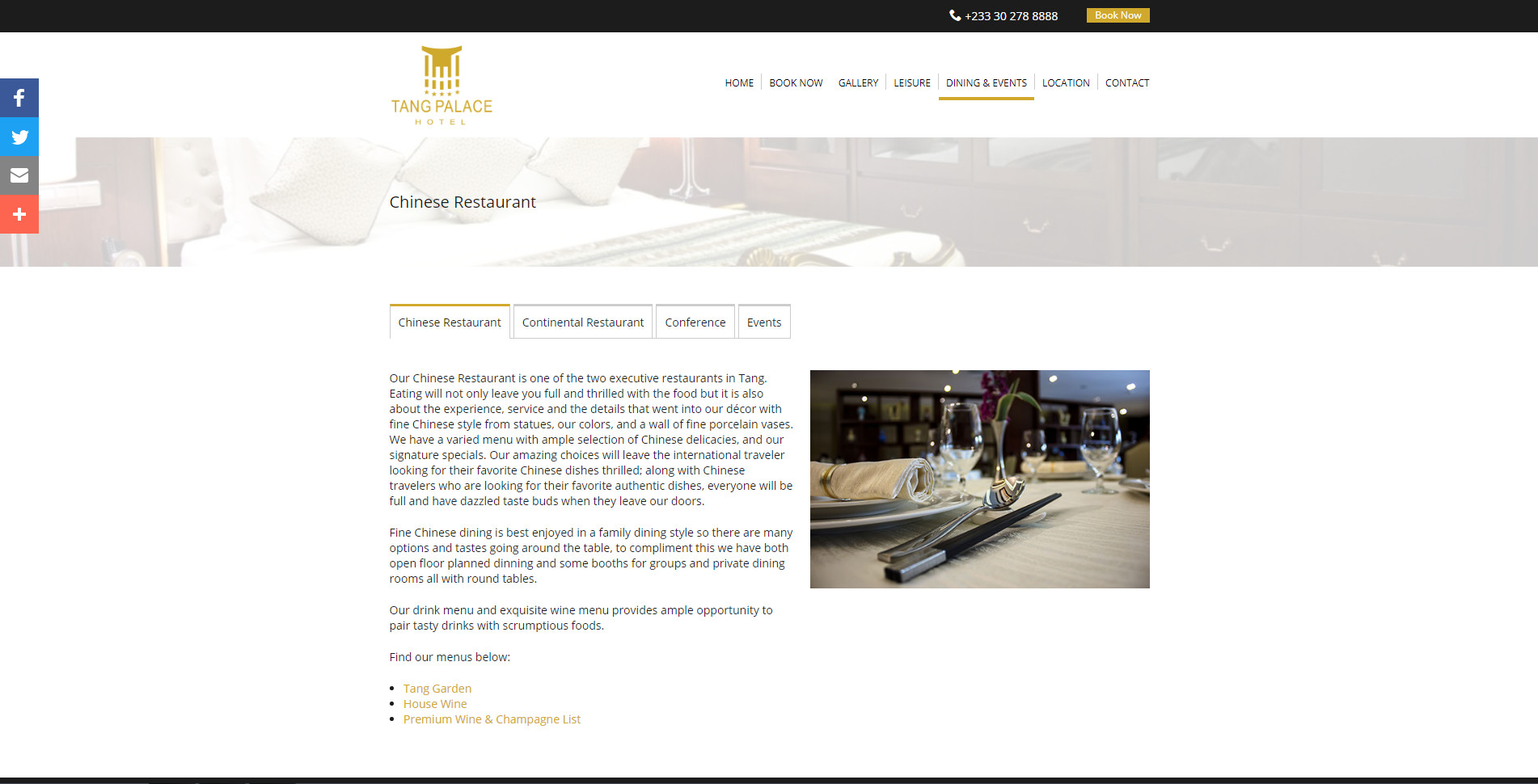 Tang Palace Hotel | Digital Marketing | Web design | Resort Photography |  written content | copy writing | hotel consultants | Ghana | Togo | Benin