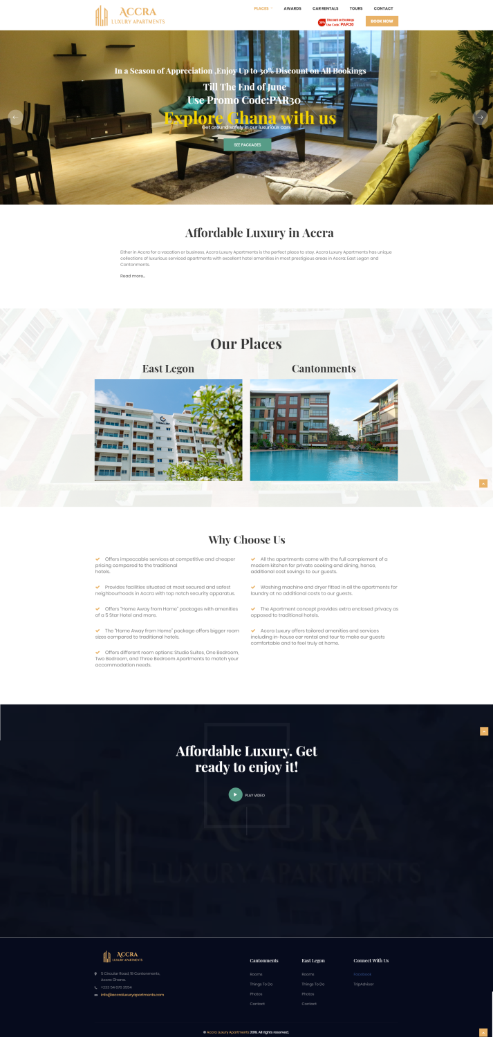 Accra Luxury Apartments | Custom Hotel Website | Website design | Hotel Digital Marketing | Hotel and Resort Photography | Hotel Consultants | Hotel Software | Hotel Websites | Booking Engines | Ghana | Togo | Benin